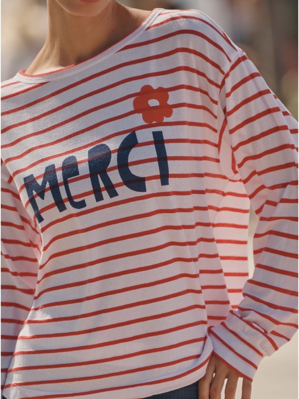 Anthropologie Sundry Red & White Striped 'Merci' Long Sleeve Top